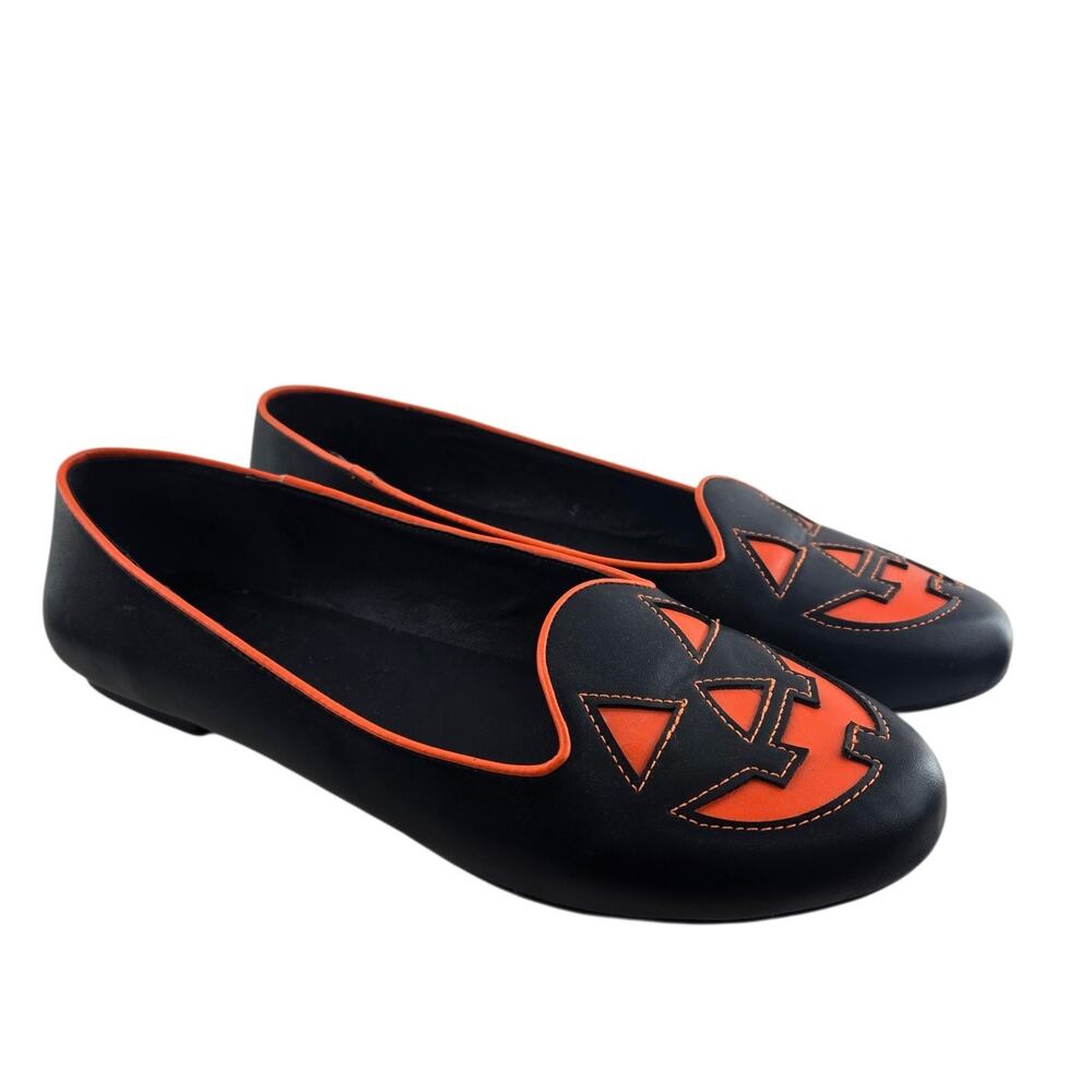 Strange Cvlt Jack O Lantern‎ Flats Hot Topic Black Orange Gothic Hot Topic SZ 11